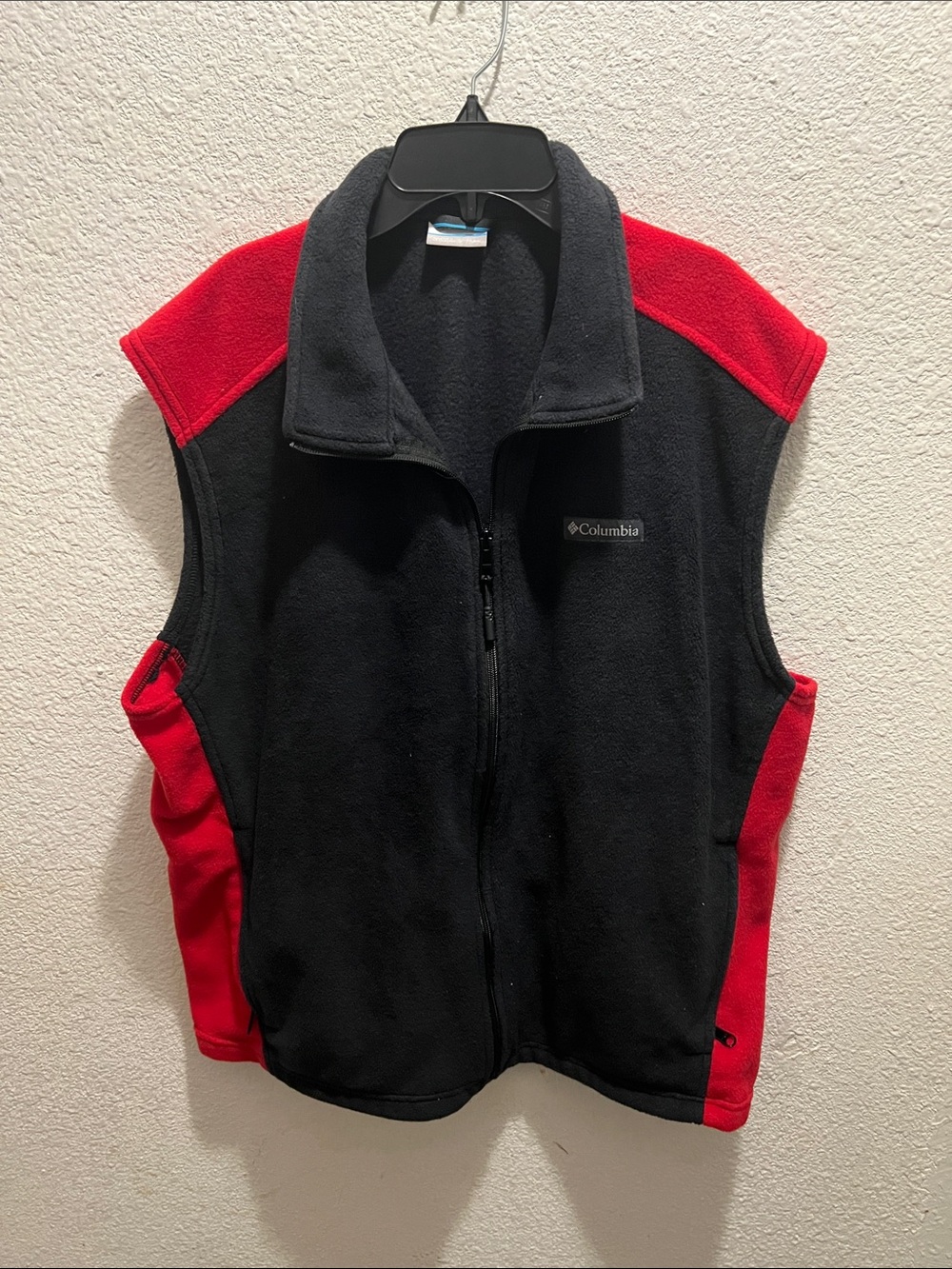 Columbia Black and Red Fleece Vest